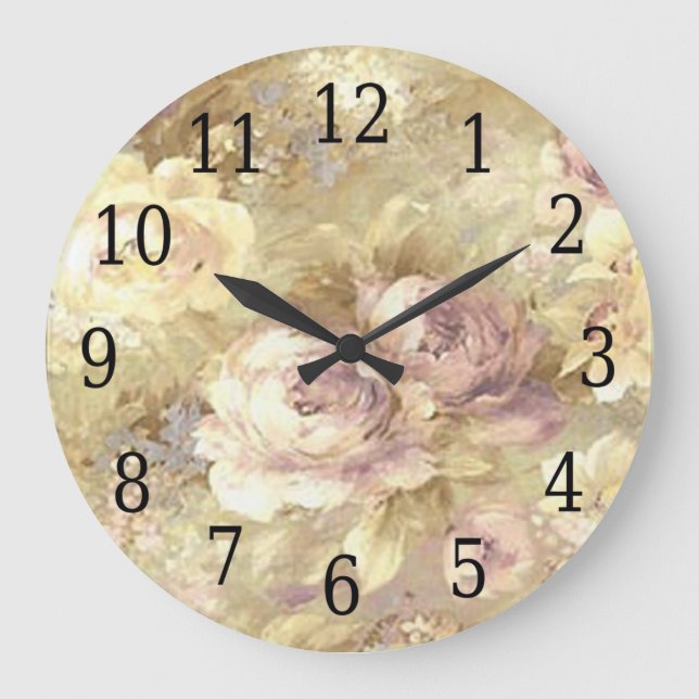 Rose Garden Round Clock Große Wanduhr (Vorderseite)