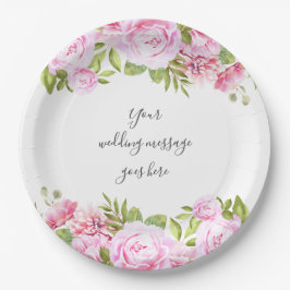 Rose Garden Script Hochzeitsnachricht Pappteller