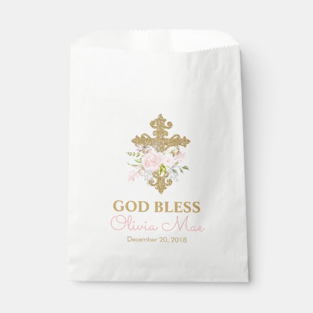 Rose Garden Taufe Gefallen Taschen Geschenktütchen (Vorderseite)