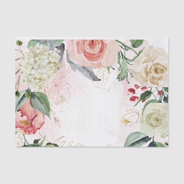 Rose Garden und Line Art Aqua Seidenpapier (Vorderseite)