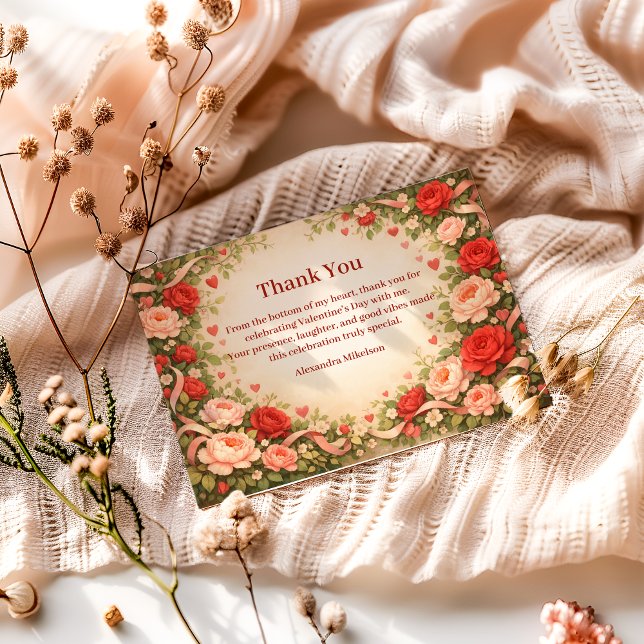 Rose Garden Valentine Party Dankeskarte (Von Creator hochgeladen)