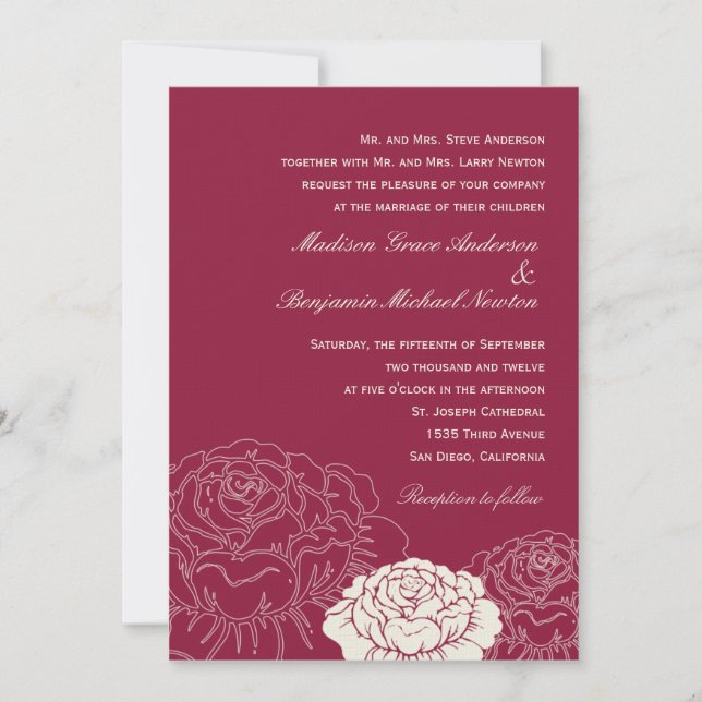 Rose Garden Weditation - Rich Red Einladung (Vorderseite)