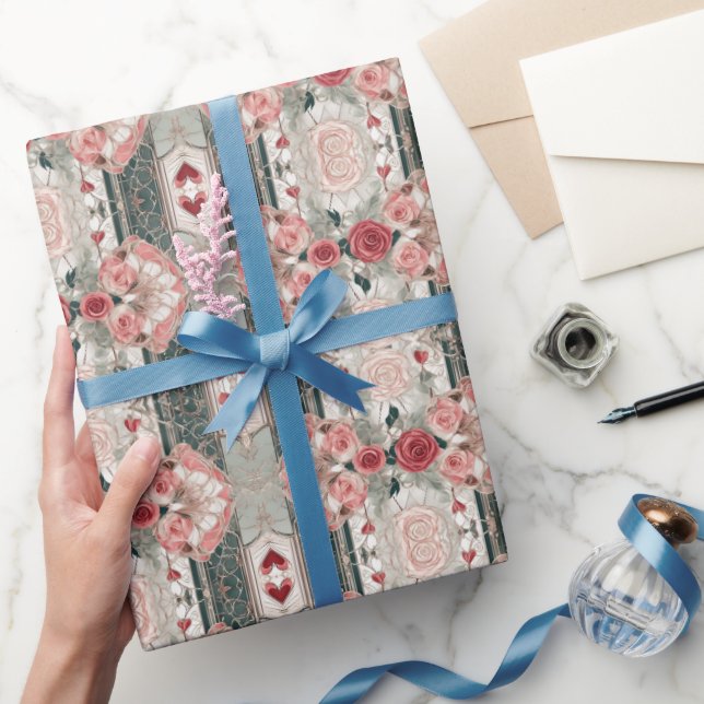 Rose Garden Whispers Valentinstag Wrapping Paper Geschenkpapier (Schenken)