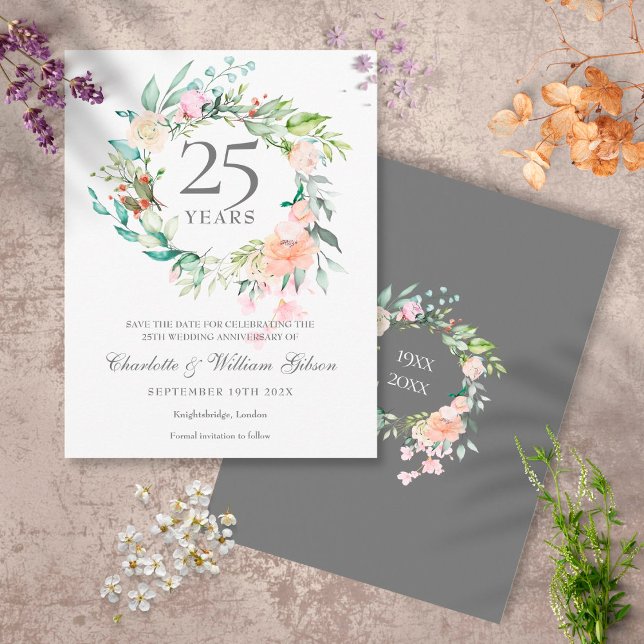 Rose Garland 25 Jahre Save the Date Postkarte (Von Creator hochgeladen)