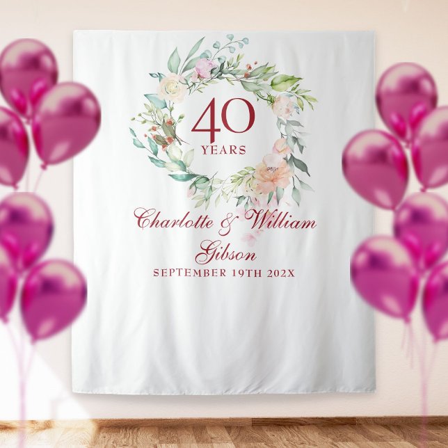 Rose Garland 40 Jahre Jubiläum Foto Stand Hintergr Wandteppich (Von Creator hochgeladen)