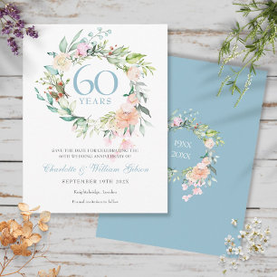 Rose Garland 60 Jahre Jubiläum Save the Date Ankündigungspostkarte