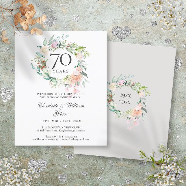 Rose Garland 70 Jahre Einladung (Budget Roses Garland 70th Anniversary Invitation)