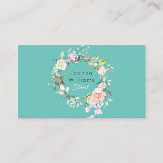 Rose Garland Floral Business Card Visitenkarte (Vorderseite)