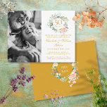 Rose Garland Save the Date Foto zum 50. Jubiläum Ankündigungspostkarte<br><div class="desc">Mit einer wunderschönen Rose Garland,  können Sie mit Ihrem besonderen Foto und 50 Jahren goldenes Jubiläum Save the Date Informationen in schicken Buchstaben. Entwickelt von Thisisnotme©</div>