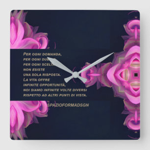 Rose gebrochenes Herz in Schwarz im Puder & Dubbio Quadratische Wanduhr
