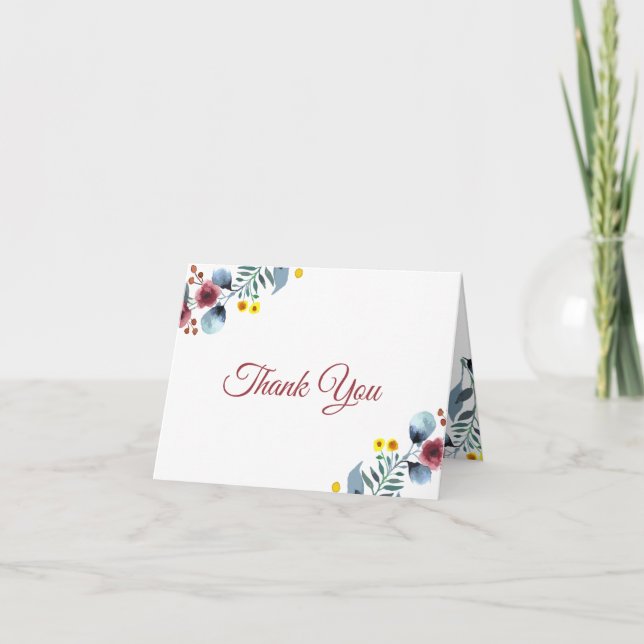 Rose, Gelb und Blau Dankeskarte (Vorderseite)