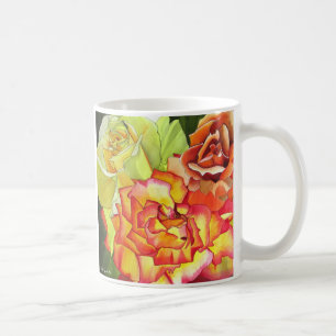 Rose Gelb und Orange Aquarellkunst Kaffeetasse