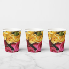 Rose Gelb und Rosa Pappbecher