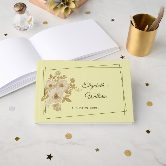 Rose - Gelbe Hochzeit Gästebuch (Vorderseite Offen)