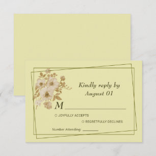 Rose - Gelbe Hochzeit RSVP Karte