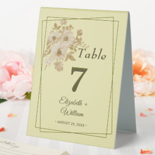 Rose - Gelbe Hochzeit Tischaufsteller