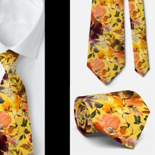 Rose Gelbe Pfirsichfarben Floral Neck Krawatte