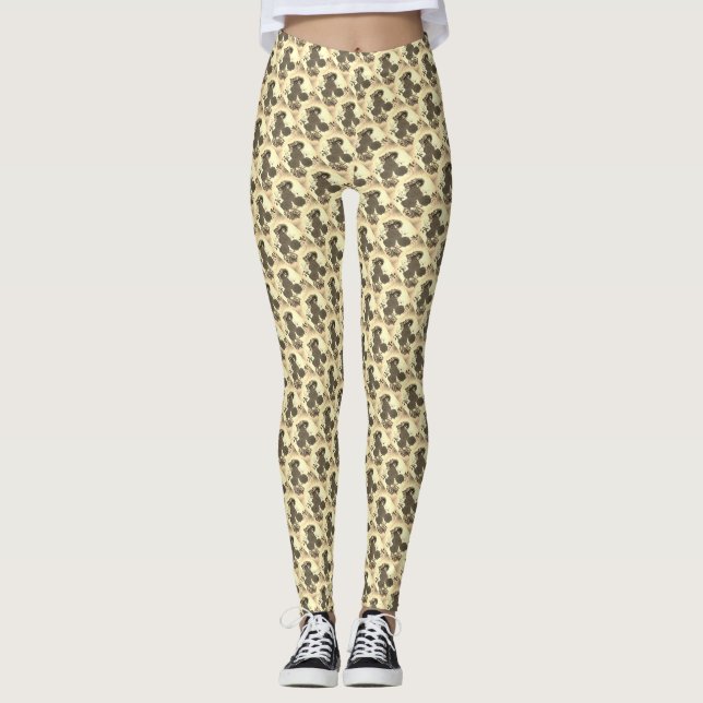 Rose-gelbes Muster Leggings (Vorderseite)