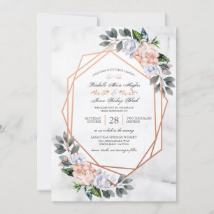 Rose géométrique Gold Floral Wedding Invitation