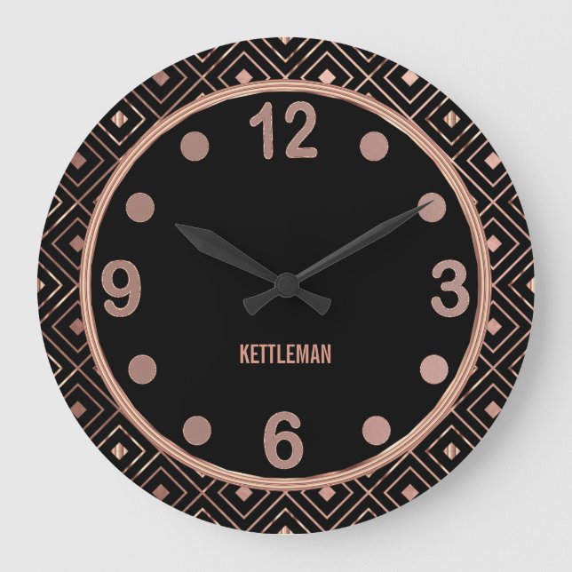 Rose géométrique, grande horloge en or et noir (Recto)