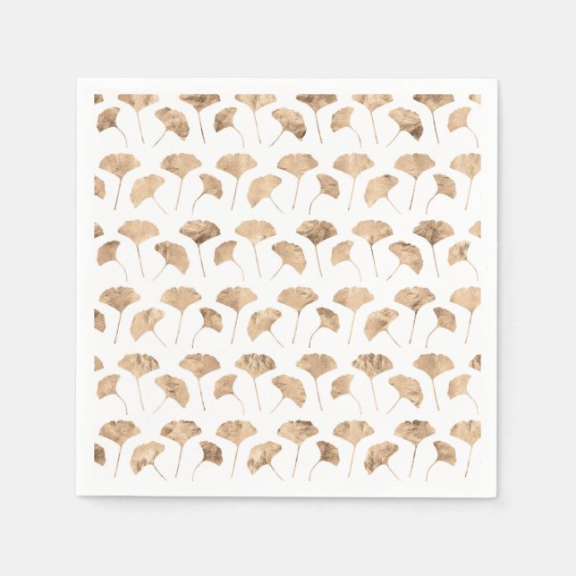 Rose Ginko Blätter weißer Hintergrund Serviette (Vorderseite)