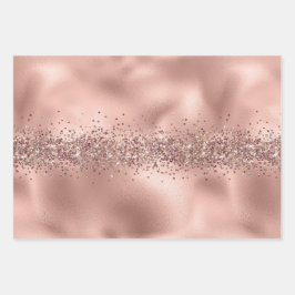 Rose Glam Gold Glitzy Sparkle Glitzer Geschenkpapier Set