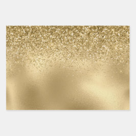 Rose Glam Gold Glitzy Sparkle Glitzer Geschenkpapier Set