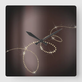 Rose Glanzkristalle gefroren Glass Infinity Brown Quadratische Wanduhr