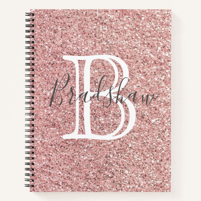 Rose Glitter Name  Notizbuch (Vorderseite)