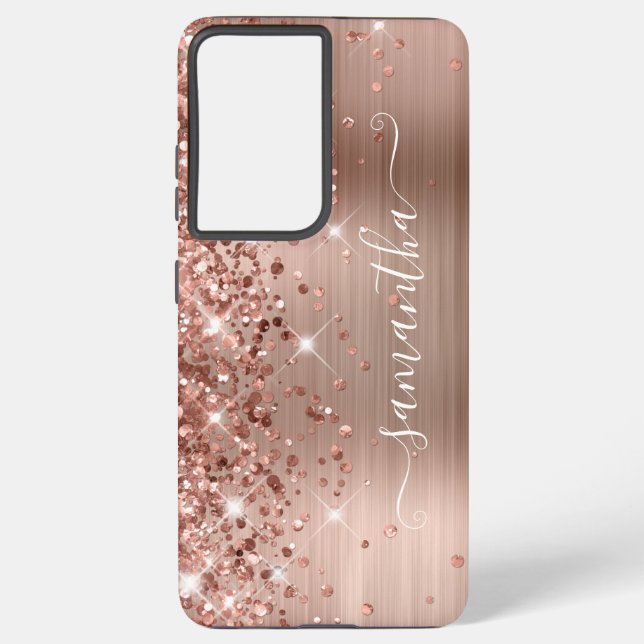 Rose Glitterie Foil Girly Signature Samsung Galaxy Hülle (Rückseite)