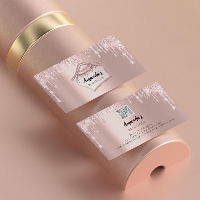 Rose Glitzer Closet Hanger Boutique QR Code Visitenkarte (Von Creator hochgeladen)