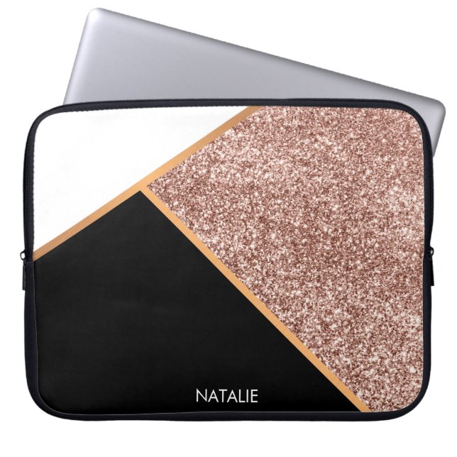 Rose Glitzer Geometric Laptopschutzhülle (Vorderseite)