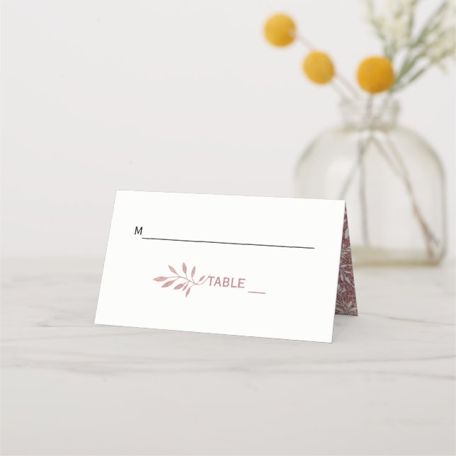 Rose Glitzer Hochzeitszelt aus Blattgold Platzkarte (Vorderseite)