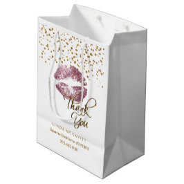 Rose Glitzer Lipstick auf Weiß - Danke Mittlere Geschenktüte