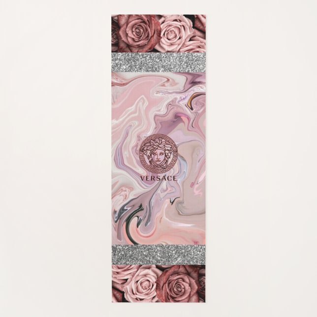Rose Glitzer Marmormatte Yogamatte (Vorderseite)