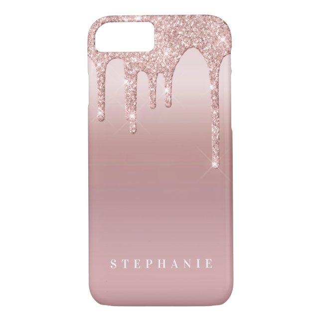 Rose Glitzer Ombre Rosa Name Case-Mate iPhone Hülle (Rückseite)