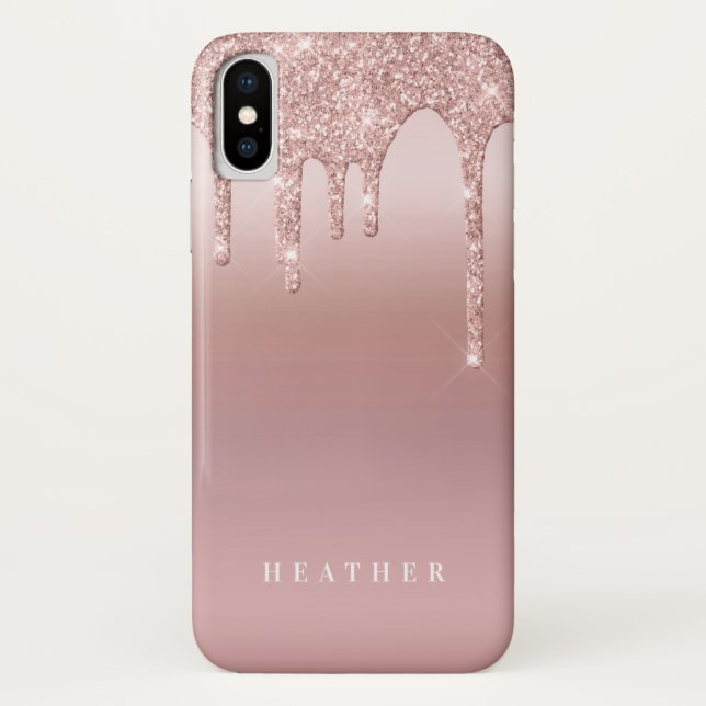 Rose Glitzer Ombre Rosa Personalisiert Case-Mate iPhone Hülle (Rückseite)