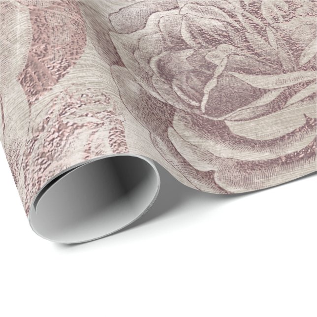 Rose Glitzer Pink Rose Bokeh Floral Elfenbeinrot Geschenkpapier (Rolleneckpunkt)