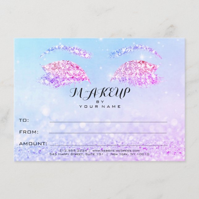 Rose Glitzer Princess Makeup Certificate Geschenk (Vorderseite)