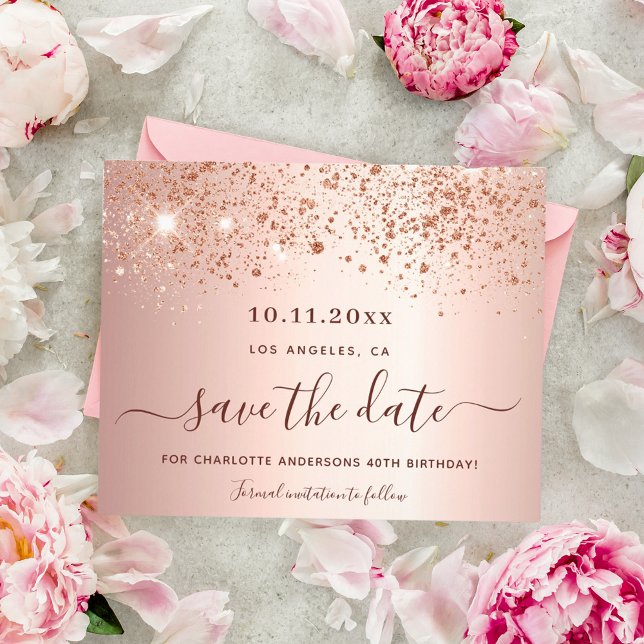 Rose Glitzer Staubkosten Save the Date Flyer (Von Creator hochgeladen)