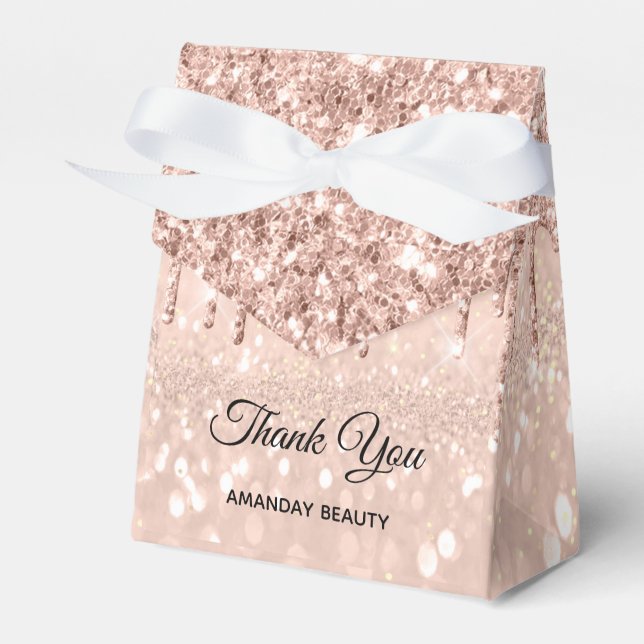 Rose Glitzer Sweet 16. Bridal Beauty Shop Geschenkschachtel (Vorderseite)