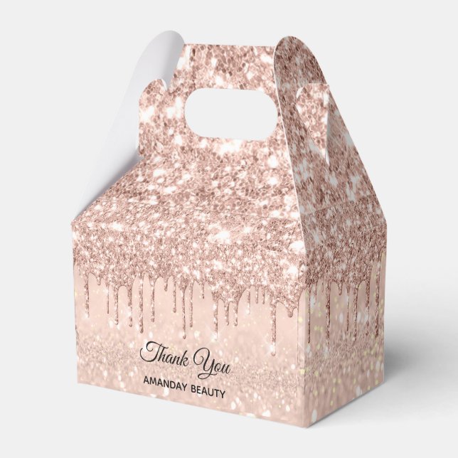 Rose Glitzer Sweet 16. Bridal Gastgeschenk Hochzei Geschenkschachtel (Vorderseite)