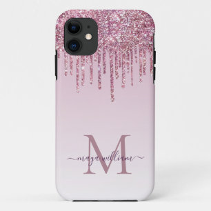 Rose Glitzer Tropfen Personalisiert Monogramm und Case-Mate iPhone Hülle