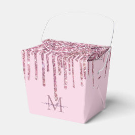 Rose Glitzer Tropfen Personalisiert Monogramm und  Geschenkschachtel
