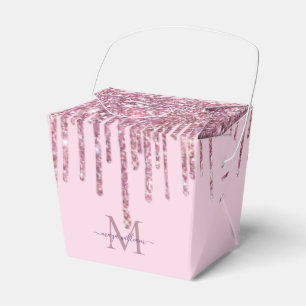 Rose Glitzer Tropfen Personalisiert Monogramm und  Geschenkschachtel
