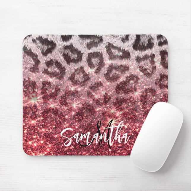Rose Glitzer und Leopard Print Mousepad (Mit Mouse)