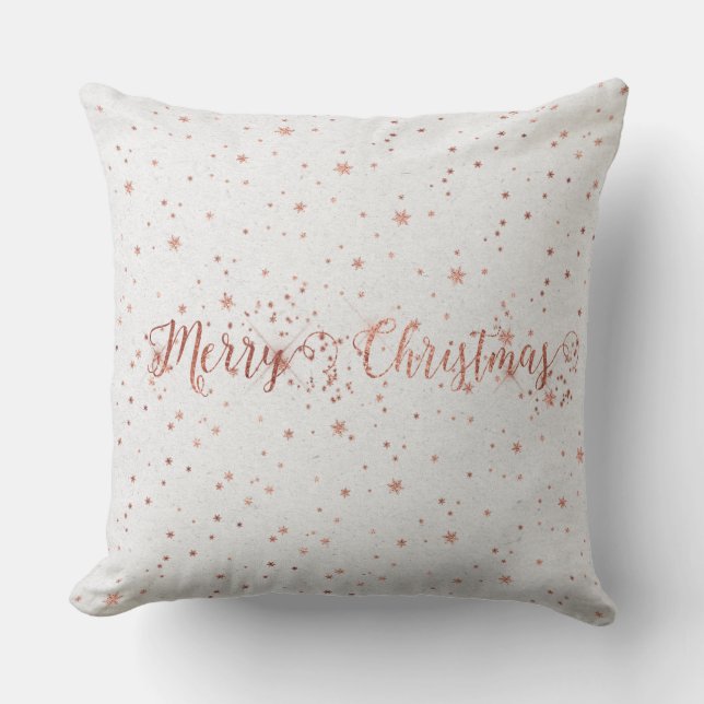 Rose Gol Pink Silver Gray Kraft Frohe Weihnachten Kissen (Vorderseite)