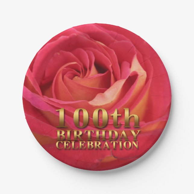 Rose Gold 100. Geburtstag Feier Party PP Pappteller (Vorderseite)