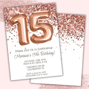 Rose Gold 15th Birthday Party Invitation
