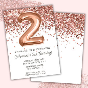 Rose Gold 2e anniversaire fête Invitation